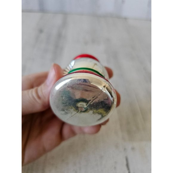 Vintage Mercury glass in dent lantern striped red ornament Xmas tree - Picture 8 of 8